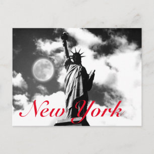 Black White Red Frihetsgudinnan New York City Vykort