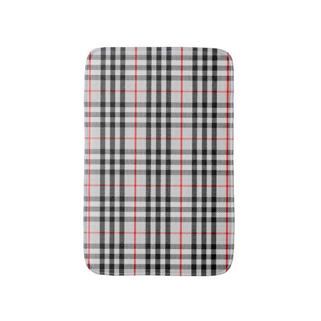 Black White Red Gingham | Klassiskt kontrollerad s Badrumsmatta (Framsidan (Vertikal))