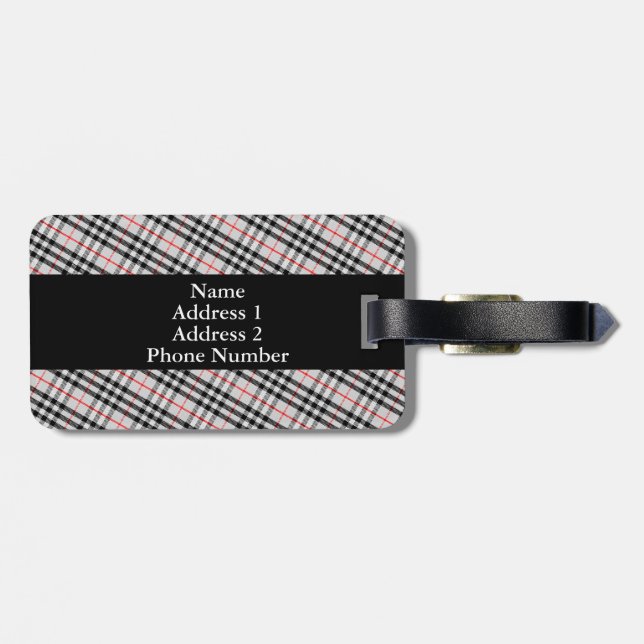 Black White Red Gingham | Klassiskt kontrollerad s Bagagebricka (Baksida Vågrät)