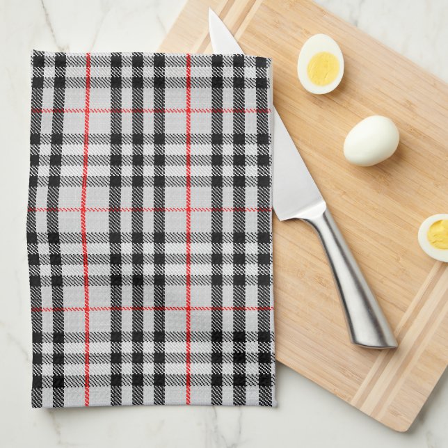 Black White Red Gingham | Klassiskt kontrollerad s Kökshandduk (Vikt i Fjärdedel)