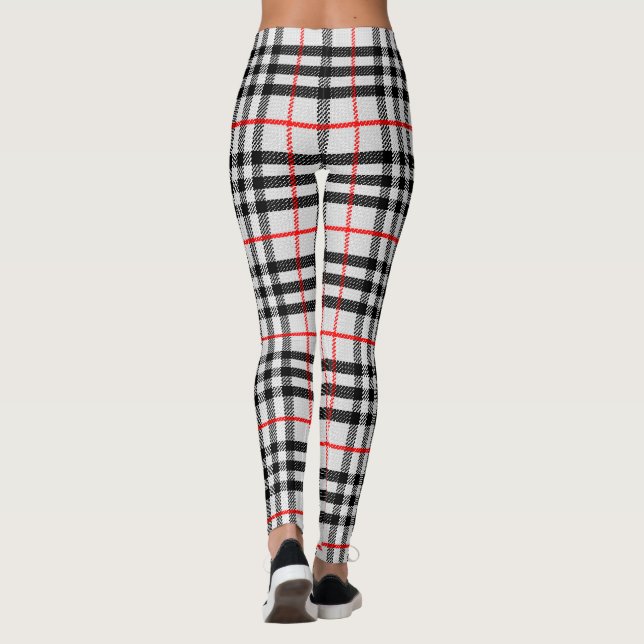 Black White Red Gingham | Klassiskt kontrollerad s Leggings (Baksida)