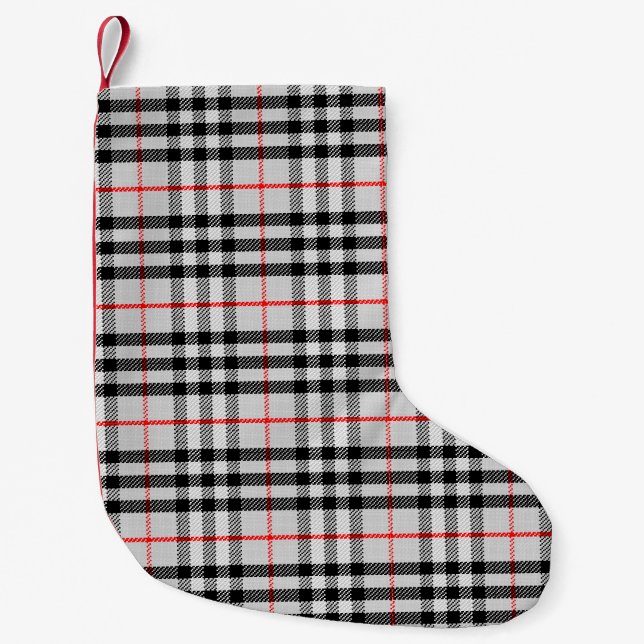 Black White Red Gingham | Klassiskt kontrollerad s Liten Julstrumpa (Framsidan)