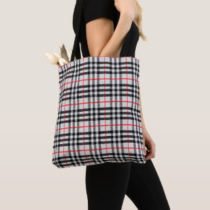 Black White Red Gingham Klassiskt kontrollerad s Tygkasse
