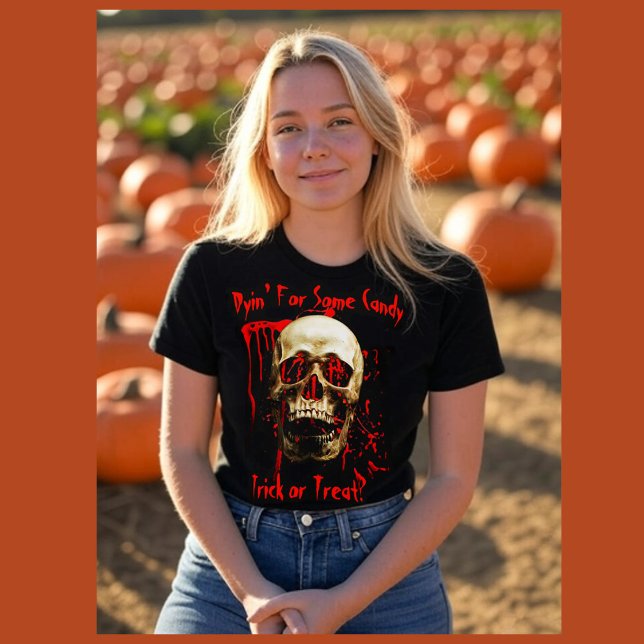 Black, White & Red Laughing Skull Bloody Halloween T Shirt (Skapare uppladdad)