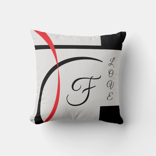 Black White Red Modern Curved Design Dekorativ kud Kudde (Framsida)