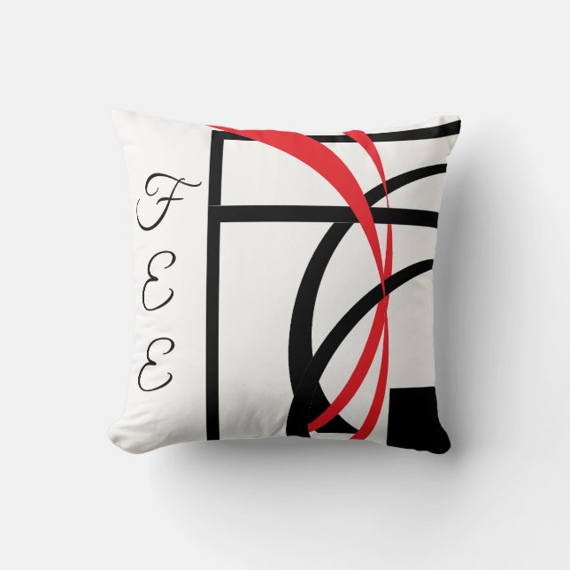 Black White Red Modern Curved Design Dekorativ kud Kudde (Framsida)