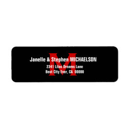 Black White Red Modern Monogram Ver 3 S306 Returadress Etikett