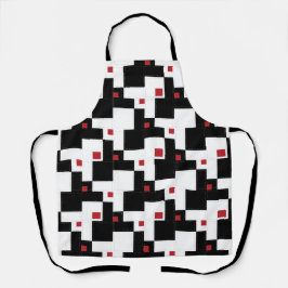 Black White Red Modern Vintage Patchwork Apron