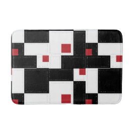 Black White Red Modern Vintage Patchwork Badrumsmatta
