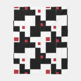Black White Red Modern Vintage Patchwork Fleecefilt