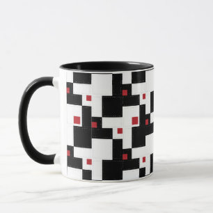 Black White Red Modern Vintage Patchwork Mugg