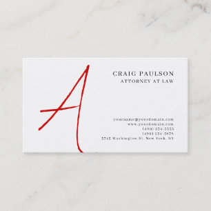 Black White Red Monogram Attorney Affärskort Visitkort