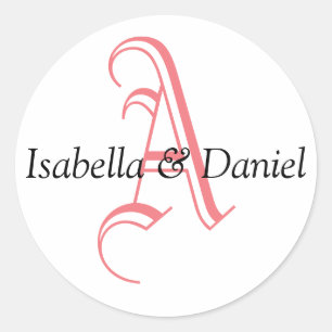 Black White Red Monogram Bröllop Template Sälar Runt Klistermärke