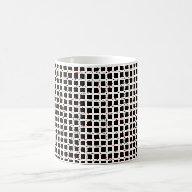 Black White Red Mönster Chic Kaffemugg (Center)