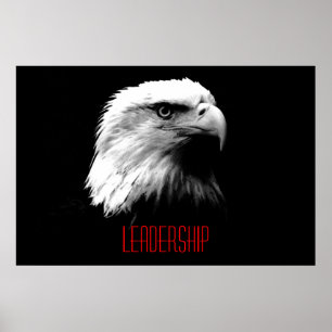 Black White Red Motivation Leaagement Eagle Poster