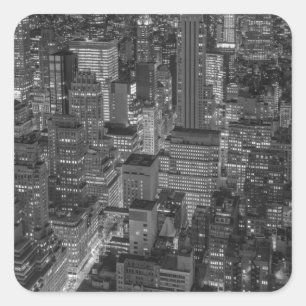 Black White Red New York City Skyline Fyrkantigt Klistermärke