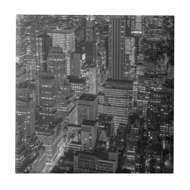 Black White Red New York City Skyline Kakelplatta (Framsidan)