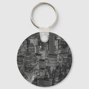 Black White Red New York City Skyline Nyckelring
