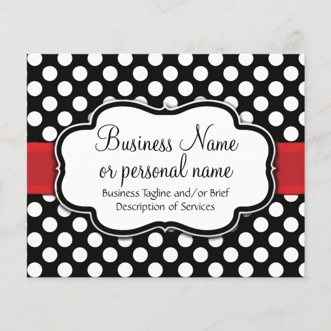 Black White Red Polka Dot Retro Cute Consultant Flygblad (Framsidan)