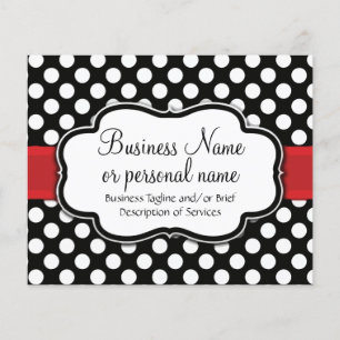 Black White Red Polka Dot Retro Cute Consultant Flygblad
