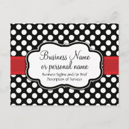 Black White Red Polka Dot Retro Cute Consultant Inbjudan Vykort
