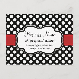 Black White Red Polka Dot Retro Cute Consultant Inbjudan Vykort