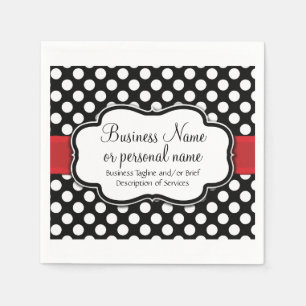 Black White Red Polka Dot Retro Cute Consultant Pappersservett