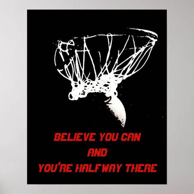 Black White Red Pop Art Basketball Poster (Framsidan)