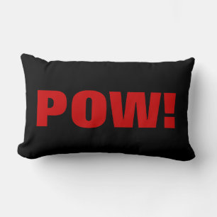 Black White Red Pow! Vintage för återställande av Lumbarkudde