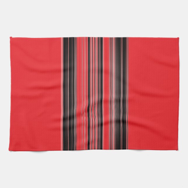 Black White Red Stripe Mönster Kökshandduk (Horisontell)