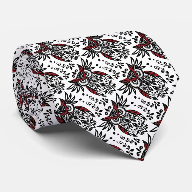 Black White Red Uggla Bird Nature Wildlife Art Slips (Rullad)