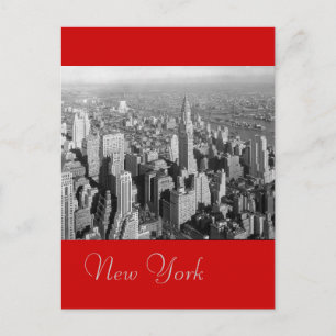 Black & White Red Vintage New York City Postcard Vykort