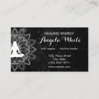 Black White Reiki Master Healer Yoga Instructor Visitkort