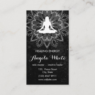 Black White Reiki Master Healer Yoga Instructor Visitkort
