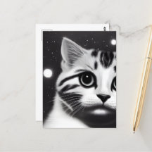 Black & White Retro Big Ögon Kitten