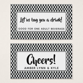 Black & White Retro Mönster Drink Biljett