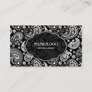 Black & White Retro Paisley Mönster 3 Design Visitkort