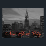 Black & White Retro Pop Art New York City Poster<br><div class="desc">New York City Midtown Old Stil Image - Vintage New York Artworks</div>