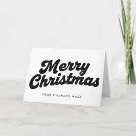 Black & White Retro Script Merry Christmas Helgkort