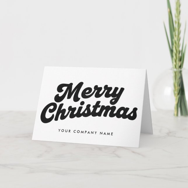 Black & White Retro Script Merry Christmas Helgkort (Framsida)