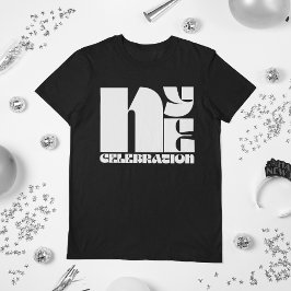 Black White Retro Typography Nyårsafton Party T Shirt
