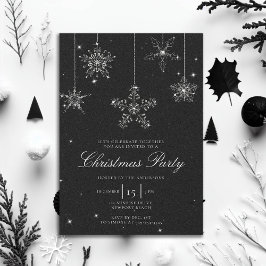 Black White Rhinestone Snowflake Glitter jul Inbjudningar