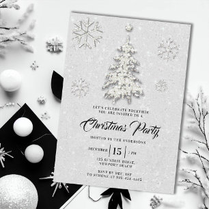 Black White Rhinestone Winter Wonderland jul Inbjudningar