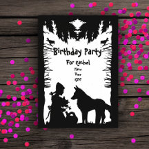 Black White Riding Huva Varg Träd Birthday
