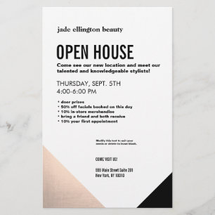 Black White, Ro Guld Hair Salon Open House Flygblad
