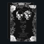Black White Ro Skeleton Skull Gothic Bröllop Inbjudningar<br><div class="desc">anpassa för evenemanget</div>