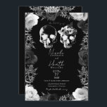 Black White Ro Skeleton Skull Gothic Bröllop Inbjudningar<br><div class="desc">anpassa för evenemanget</div>