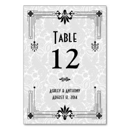 Black White Roaring 20:s Art Deco Bröllop Bordsnummer