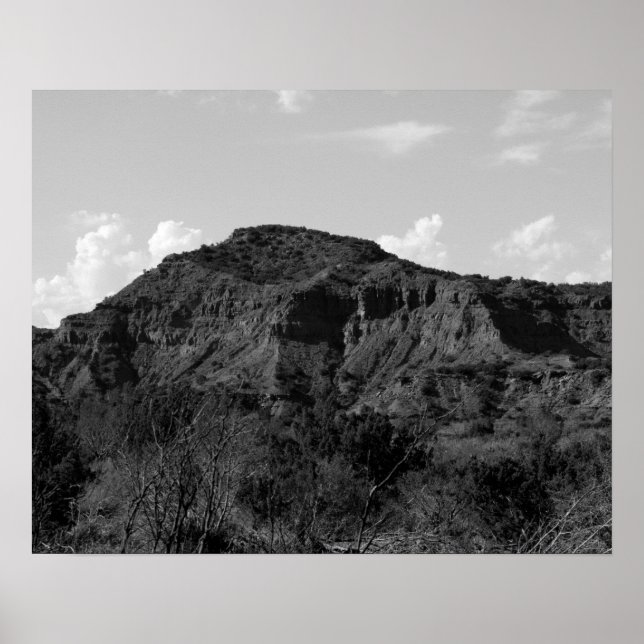 Black & White Rocky Ligcape i Caprock Canyon Poster (Framsidan)