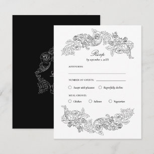 Black & White Rococo Meal Choice OSA kort